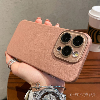 Ốp điện thoại di động bằng da mờ sang trọng cho iPhone16 15 14 13 12 11 Pro Max camera chống sốc đi kèm màng ống kính bảo vệ mặt sau cứng