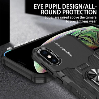 Dành Cho iphone X / Xs Max / XR Ốp điện thoại PC Cứng Mặt Sau Mềm TPU Edge Bảo Vệ Camera Nhẫn Giá Đỡ Chân Đế Chống Sốc Mỏng Bao