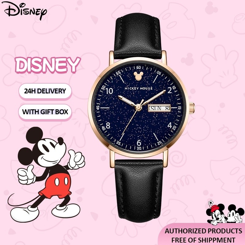 Disney Chính Thức Chính Hãng Mickey Series Hợp Thời Trang Đồng Hồ Đeo Tay Phong Trào Thạch Anh Dây Da Đồng Hồ Nữ Đồng Hồ Học Sinh Đơn Giản Phù Hợp Với Bầu Trời Đầy Sao Mặt Số Chống Thấm Nước Lịch Kép Birthd