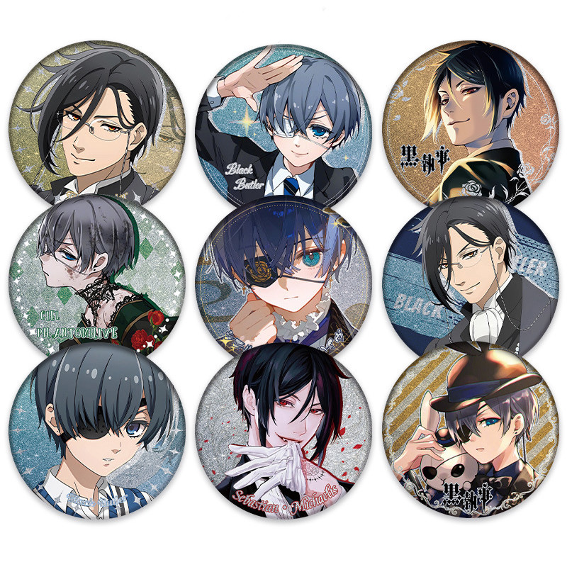 SQ3 Black Butler Laser Silver Onion Double Flash Huy hiệu quà tặng cho bạn gái Anime ngoại vi Bộ sưu tập QS3