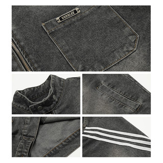 Áo khoác denim nam ESEA, thương hiệu thời trang sọc ngang dáng rộng cổ điển kiểu Mỹ, áo khoác phong cách trung tính