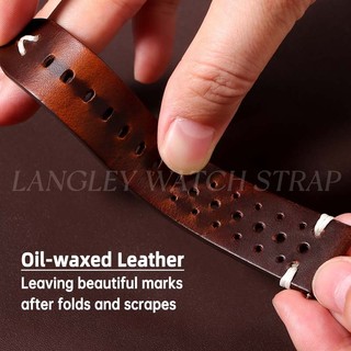 Vintage Sáp Dầu Geunine Da Dây Đeo Đồng Hồ 20mm 22mm Da Bò Dây Đeo Đồng Hồ Nam Nữ Cổ Điển Retro Phát Hành Nhanh Dây Đeo Đồng Hồ Vòng Tay Xốp Cổ Tay Đen Nâu