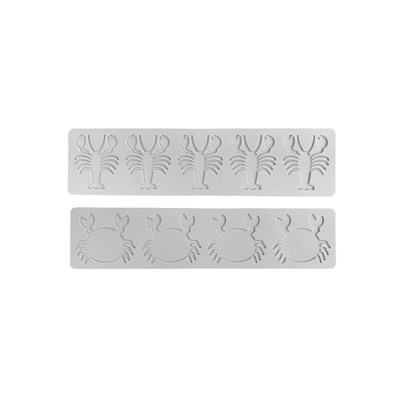 Khuôn silicon ren fondant chủ đề sinh vật biển: tôm hùm, cua, xương cá, socola nghệ thuật ẩm thực phân tử, chip trang trí bánh