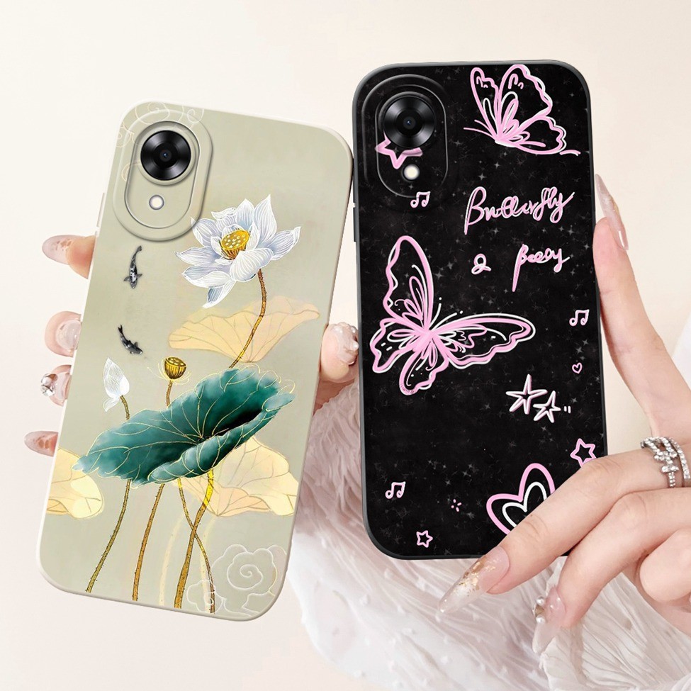 Ốp lưng Oppo A17 CPH2477 A17k CPH2471 Hoa Bướm Thẩm Mỹ Thời Trang Mèo Dễ Thương Bé Gái Ốp lưng Oppo A17k Chống Sốc