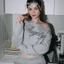 Áo Sweater Nỉ Tay Dài Form Croptop Thêu Chữ Trễ Vai Augety Studio, COSIE CROPPED Sweater