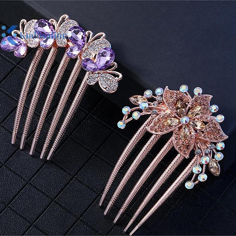 Kudosation Vintage Pha Lê Hoa Kẹp Tóc Phong Cách Hàn Quốc Thời Trang Ngọc Trai Kim Cương Giả Lược Tóc Sáng Bóng Kẹp Tóc Cho Nữ Phụ Kiện Tóc