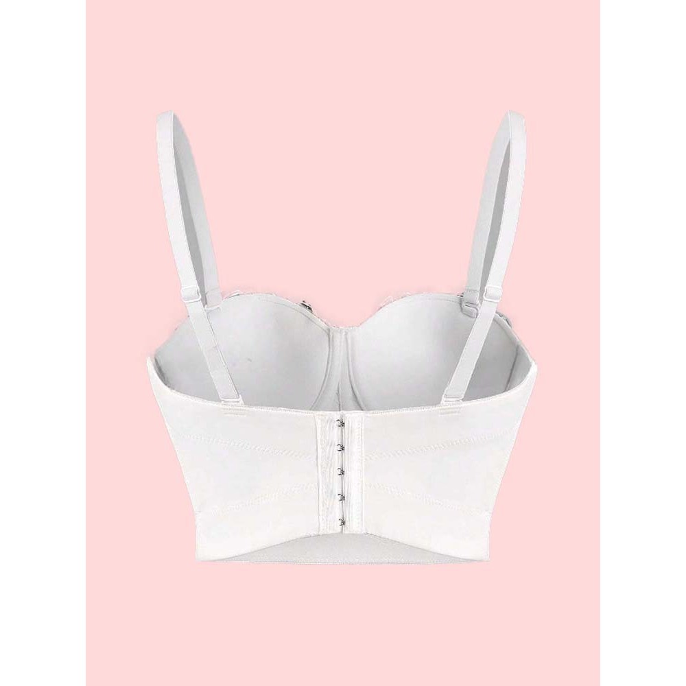 Dây Xích Trắng Kim Cương Gợi Cảm Corset Thiết Kế Cảm Giác Châu Âu Phong Cách Mỹ Mặc Bên Trong Cao Cấp Bên Ngoài Mặc Áo Ngực Xương Cá