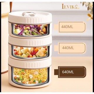 HỘP CƠM 3 TẦNG LUNCH BOX /LUCKY / BENTO BOX TẶNG KÈM TÚI ĐỰNG + ĐŨA THÌA - cặp lồng 3 tầng lunch Box
