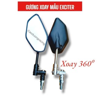Gương Chiếu Hậu Xe Máy -  Chân Xoay 360° - Chân Nhôm CNC – Tặng Nối 2cm – Lắp Mọi Loại Xe