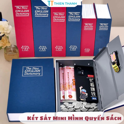 Hộp Đựng Tiết Kiệm Tiền Thông Minh Có Mật Khẩu, Két Sắt Mini Hình Sách Lõi Kim Loại An Toàn