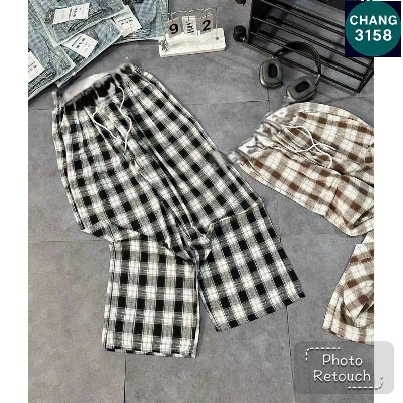 (Bé gái 30-53kg ) Tổng hợp các mẫu quần kẻ caro ống rộng cho bé gái-CHANG 3158