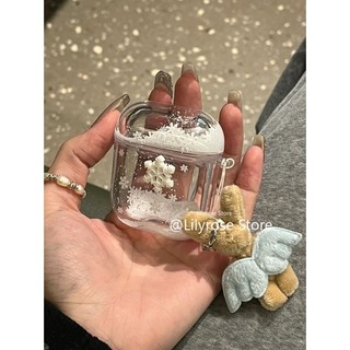 Ốp Lưng Cho AirPods 4 [2024] AirPods Pro2 Pro 3 2 1 Di Chuyển Tuyết Bên Trong Suốt TPU Apple Tai Nghe Bluetooth Không Dây Bảo Vệ Tai Nghe Có Dây Xích Thỏ
