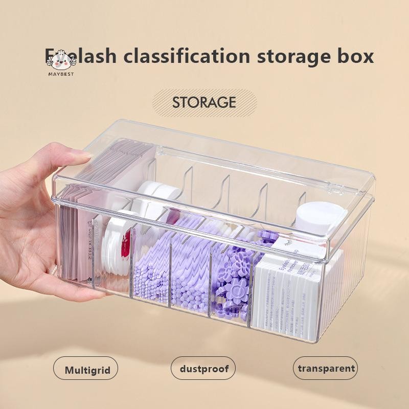 Maybest Hộp lưu trữ dụng cụ mở rộng lông mi có nắp Phụ kiện mi Keo dán nhíp Hộp đựng Acrylic trong suốt {VN}