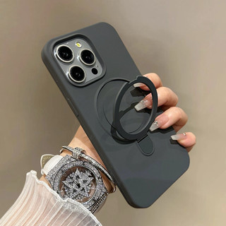 Ốp điện thoại di động giá đỡ từ tính bằng silicon lỏng sang trọng cho iPhone16 Pro Max 15 14 13 12 11 Pro Max Vỏ máy ảnh chống sốc Bảo vệ cảm giác da Ốp lưng mềm mại