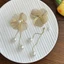 DARON Hoa Dài Treo Bông Tai, Bông Tai Cánh Hoa Kim Loại Bông Tai, Lãng Mạn Thanh Lịch Retro Hợp Thời Trang Bông Tai Rỗng Lá Bạch Quả