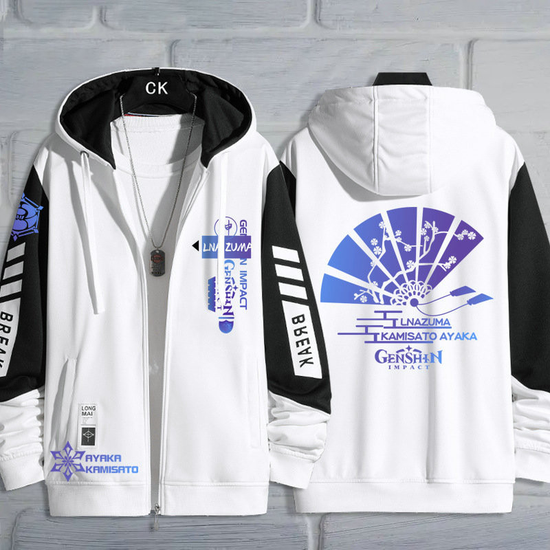 YB1 Áo Khoác Cosplay Kamisato Ayaka từ Genshin Impact - Cardigan Len Unisex Dài Tay