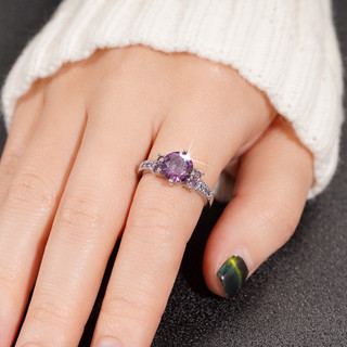 S925 Sterling Bạc Tím Zircon Nhẫn Trang Sức Thời Trang Đơn Giản Quà Tặng Nữ
