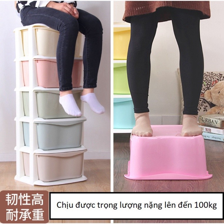 Tủ nhựa lắp ghép AMIZIN Tủ nhựa quần áo trẻ em ngăn kéo 5 tầng có bánh xe dễ dàng di chuyển Babee