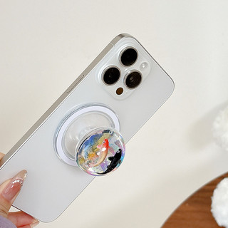 Clear Ball 3d Cá Màu Tròn Tròn Từ Tính Giá Đỡ Điện Thoại Cho IPhone 16 15 14 13 12 Pro Max 14 Plus Có Thể Gập Lại Pop Ring Grip Co Giãn Để Bàn Đứng P3