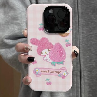 Ốp điện thoại 2 trong 1 Jelly Strawberry Melody tương thích với iPhone 15 Pro Max, Apple 16 14 Plus 11 / 12 / 13 Pro Max, vỏ bảo vệ chống sốc mới