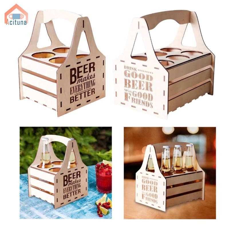 Hộp Đựng Bia Bằng Gỗ Đồ Uống Hiển Thị Người Tổ Chức Mang Ra Có Thể Tái Sử Dụng Phong Cách Vintage Cầm Tay Rượu Vang Cho Tiệc Thanh Tập Hợp