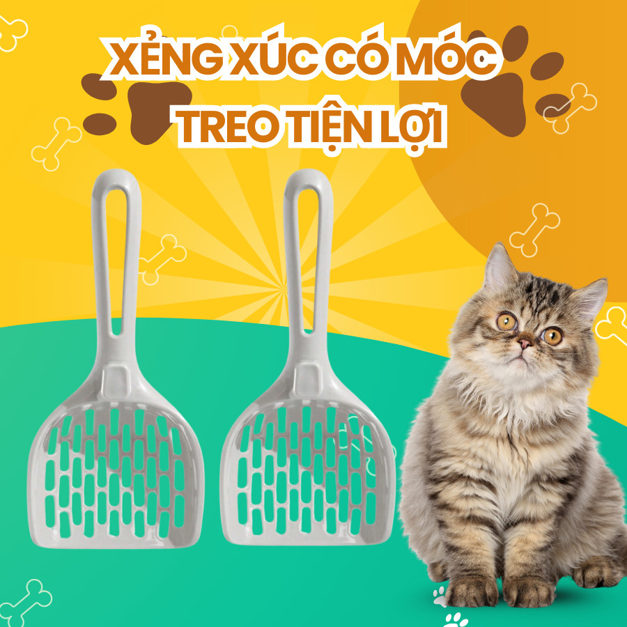 Xẻng xúc cát vệ sinh cho mèo có móc treo tiện lợi, Xẻng hốt cát vệ sinh, dọn phân cho mèo cao cấp