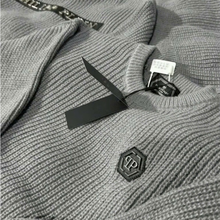 Áo Sweter Philipp Logo 2 Mặt Chữ Sắt KCloser Áo Len Cổ Tròn Dày Dặn Dáng Rộng Nam Nữ NA579