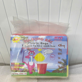 Lô 3 cuộn túi rác màu (1kg) túi đựng rác sinh học tự phân hủy, túi rác dai, dày dặn
