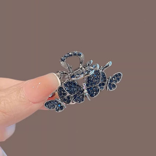 MAUROPOLI [Sẵn sàng] Kẹp kẹp hình con bướm đính đá xanh vừa tinh tế Kẹp tóc nửa mảnh dành cho nữ Đầu lưng cao cấp Kẹp tóc Kẹp tóc cá mập Kẹp tóc