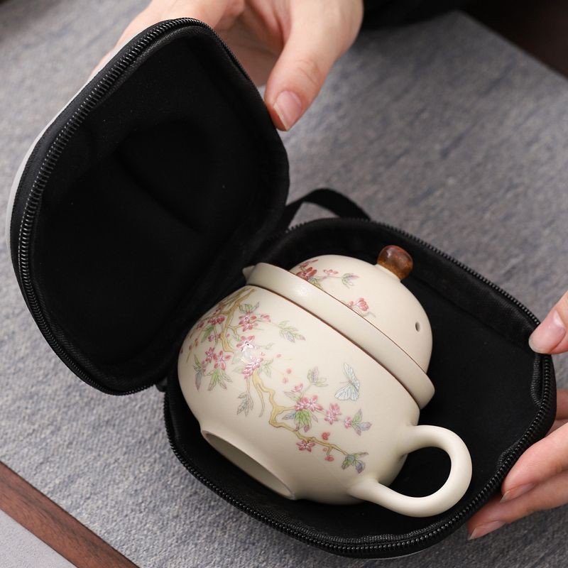 [Tách nước trà] Bộ trà du lịch Ru Kiln Cốc nhanh di động Tách nước trà Ấm trà Cốc nước văn phòng Máy pha trà ngoài trời Bộ trà gốm