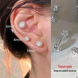 JULYHOT Thời Trang Thép Titan Unisex Nam Nữ Tròn Pha Lê Zircon Tai Bông Tai Thời Trang Sáng Bóng Sụn Xuyên Trang Sức Massivedeals