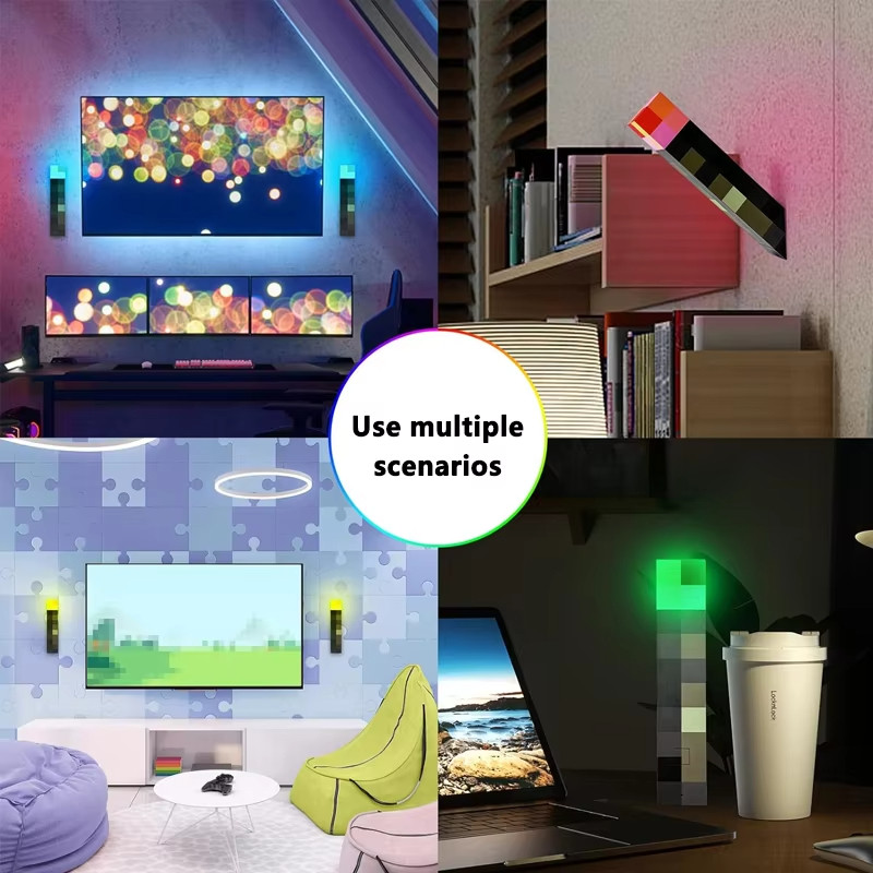 2 Chiếc Minecraft Đèn Pin 4 / 7 Màu Sắc Thế Giới Của Tôi Trò Chơi Sạc Đêm LED Đèn Pin USB Sạc Trang Trí Phòng Ngủ Quà Tặng Cho Trẻ Em