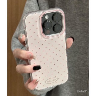 Ốp điện thoại dùng cho iPhone màu hồng chấm sóng IMD Ốp điện thoại iPhone chống rơi iPhone 16/15Promax Ốp bảo vệ 11 lỗ lớn 14/13/12 RSKT