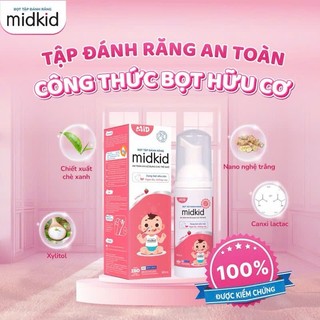 Kem đánh răng cho bé dạng bọt siêu mịn Midkid hữu cơ, lành tính, chống sâu răng - Chai 60ml