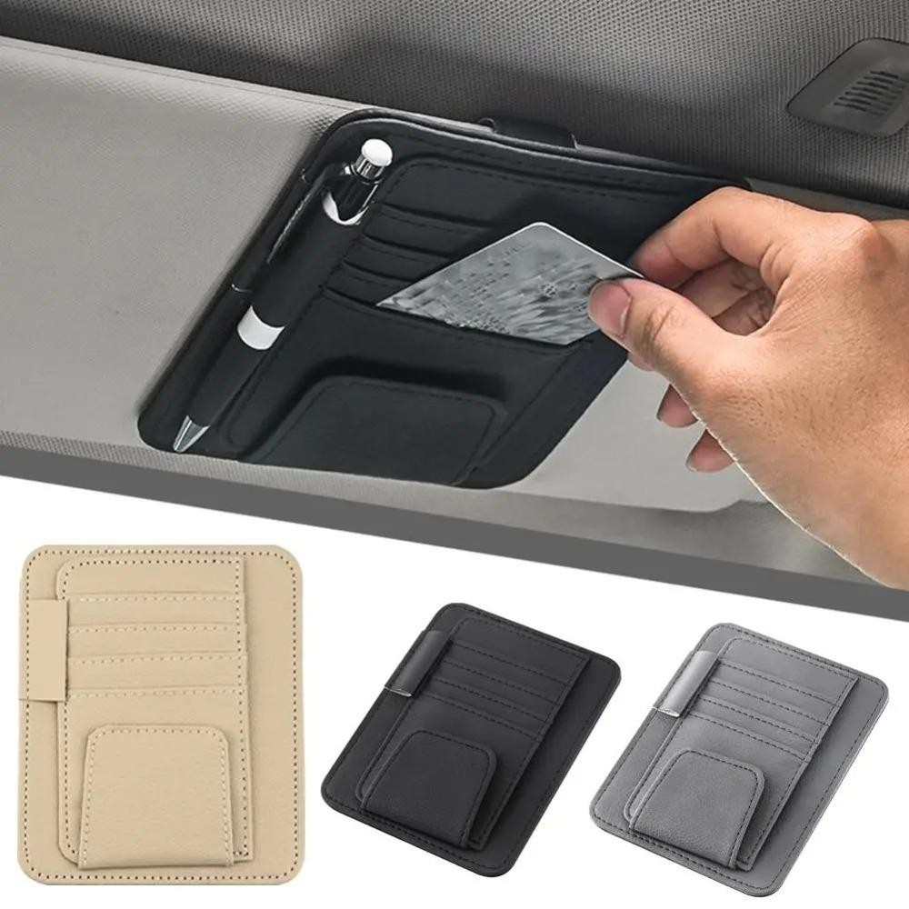 Tấm che nắng ô tô FANIELLAPOWELL, Hộp đựng thẻ bút đa chức năng đa chức năng Hộp đựng kính kẹp, Hộp đựng kính râm ô tô có tấm che bền