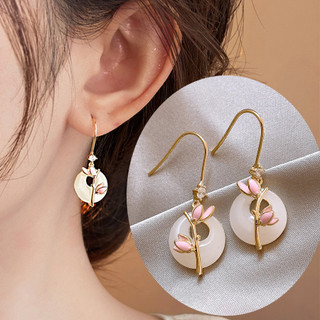 Pháp Thanh Lịch Tính Khí Bông Tai Hoa Tulip Hồng Phong Cách Mới Bông Tai Thời Trang Đơn Giản Bông Tai