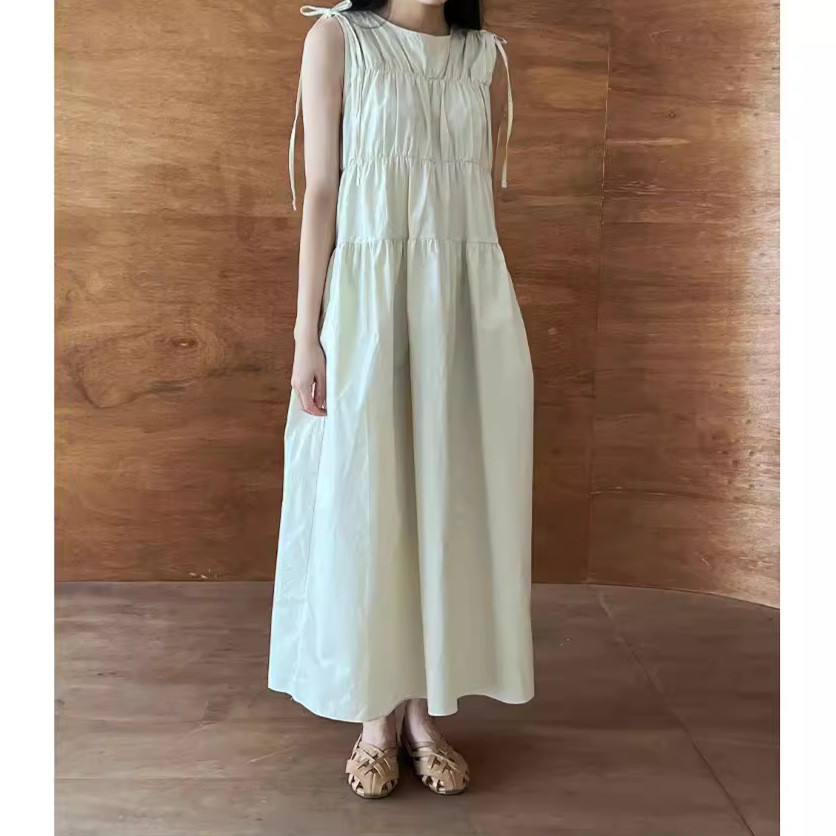 Văn Học Retro Pháp - Đầm Nữ Với Nơ Ren Xếp Ly