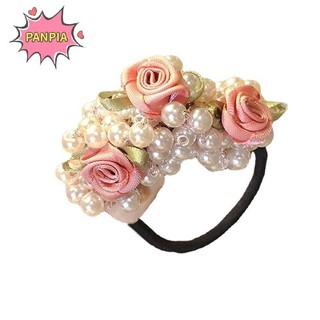 Pnpia Ngọc Trai Đính Hạt Tóc Scrunchies Đuôi Ngựa Dây Buộc Tóc Ngọc Trai Ngọt Ngào Co Giãn Dây Buộc Tóc Boutique