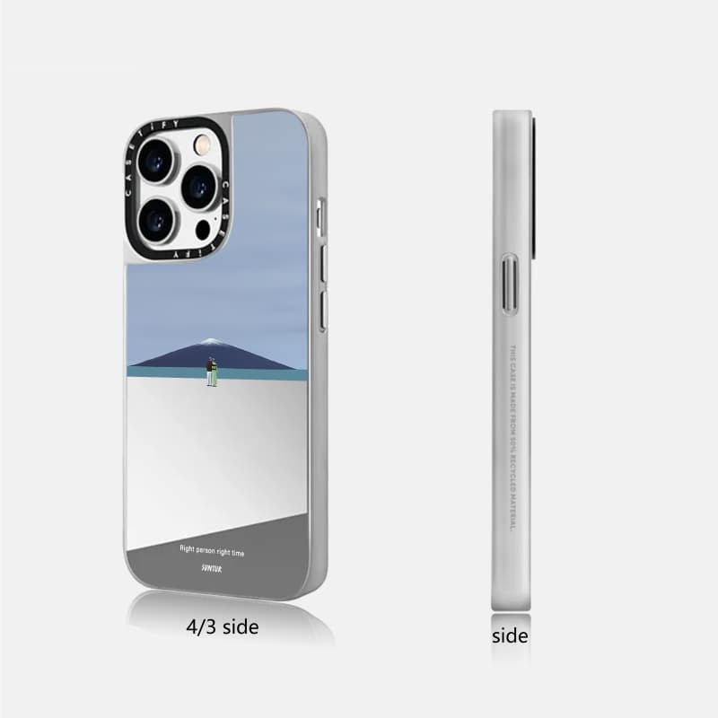CASETiFY X Suntur Người đúng thời gian hút từ tính Vỏ IPhone Gương đen & bạc IPhone 16 15 14 13 12 Pro Max Plus Ốp điện thoại cứng có hộp khắc logo