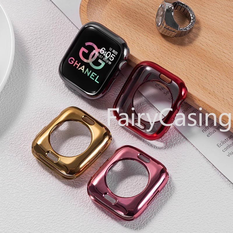 Vỏ Mạ Điện Cho Apple Watch Series 10 46mm 42mm 49mm 45mm 41mm 44mm 40mm 38mm Phụ Kiện PC Ốp Lưng Khung Vỏ Cho iWatch 9 8 7 6 5 4 3 Bảo Vệ