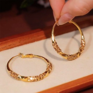 Phong cách Hồng Kông thời trang hoa tai lớn đính kim cương nhỏ thời trang hoa tai phong cách phương Tây nhẹ nhàng sang trọng sang trọng hoa tai cao cấp khí chất cổ điển
