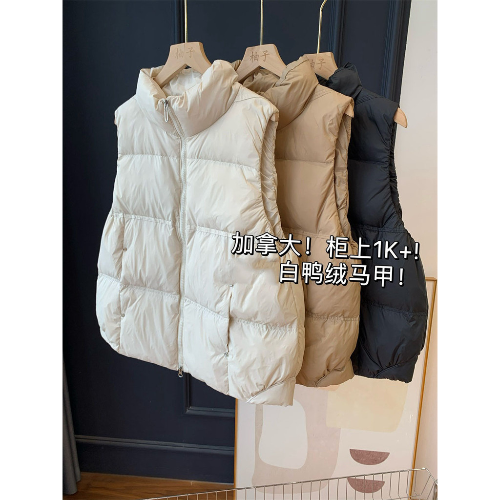 Vịt Trắng Xuống Áo Đứng Cổ Dày Rời Áo Vest Nữ Phong Cách Mới Xuống Áo