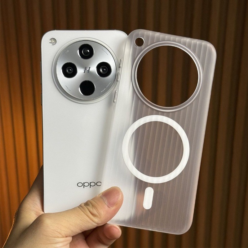 Dành Cho OPPO Find X9 Pro X8 Pro X7 Siêu Mỏng Thời Trang Đơn Giản Sóng Từ Tính Bóng Lưới Micro Mờ Kim Loại Nút Cá Nhân Full Cover Vỏ Điện Thoại Chống Sốc