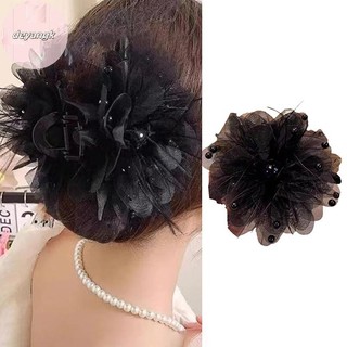 Deyangk Hàn Quốc Nữ Thời Trang Lưới Hoa Phụ Kiện Tóc Organza Ngọc Trai Đen Cầm Mũ VN