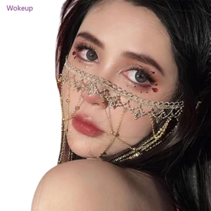 Woke Phong Cách Trung Hoa Mặt Rèm Viền trán Băng Đô Tóc Cổ Trang Sức Mặt Trang Trí Cho Vũ Công Sân Khấu