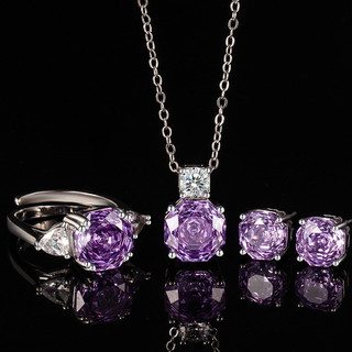 Châu Âu Mỹ ins Phong Cách Mới Đính Kim Cương Tím Zircon Hoa Phù Hợp Với Nữ