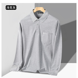 Áo thun nam trung niên, cao tuổi, dài tay, polo cổ bẻ, túi, cotton, size lớn, trang phục xuân thu-CXPL