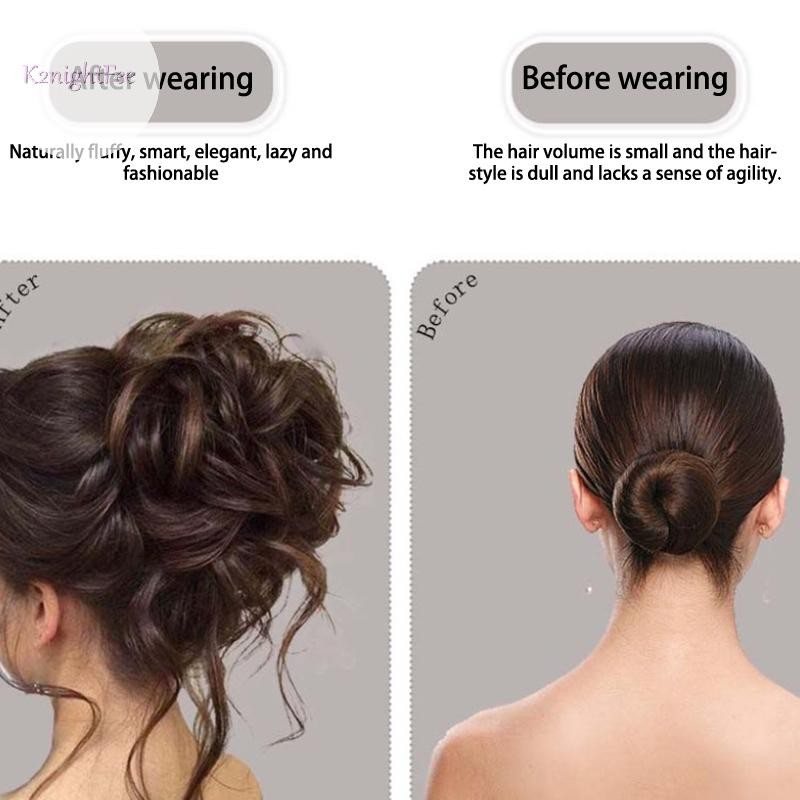 K2nightfee Tổng Hợp Bun Chignon Lộn Xộn Xoăn, Kẹp Tóc Co Giãn Scrunchy Giả, Miếng Tóc Giả Cho Nữ VN