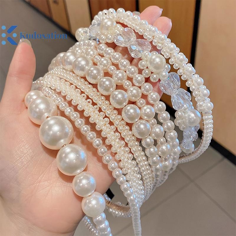 Kudosation Thời Trang Tính Khí Vintage Ngọc Trai Tóc Vòng Dành Cho Nữ Đơn Giản Chống Trơn Trượt Tóc Phụ Kiện Tóc