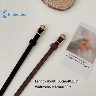 Kudosation Retro Pháp Thắt Lưng Da Nữ Unisex Thắt Lưng Khóa Thắt Lưng Nữ Quần Jean Thắt Lưng Nam Thắt Lưng Mỏng Thắt Lưng